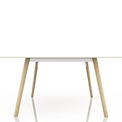 Stół Pilo prostokątny 200 x 90 cm naturalne nogi biały blat