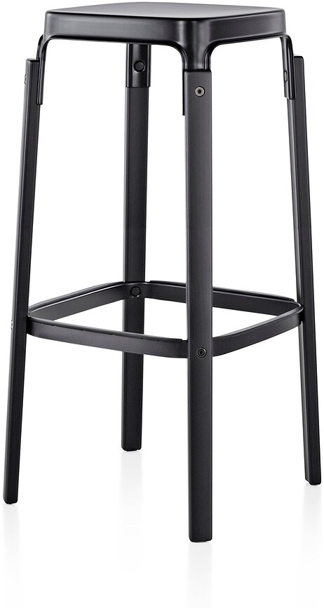 Stołek barowy Steelwood 68 cm nogi czarne siedzisko czarne