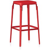 Stołek barowy Steelwood 68 cm nogi czerwone siedzisko czerwone