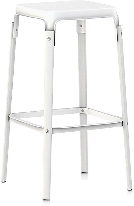 Stołek barowy Steelwood 78 cm nogi białe siedzisko białe
