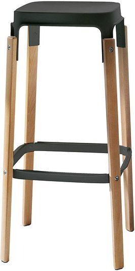 Stołek barowy Steelwood 78 cm nogi buk siedzisko czarne