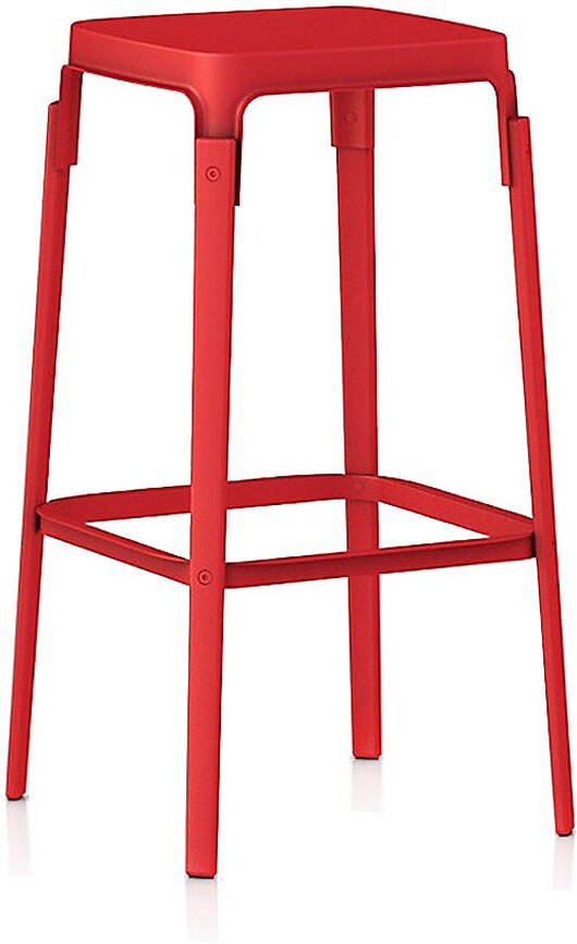 Stołek barowy Steelwood 78 cm nogi czerwone siedzisko czerwone