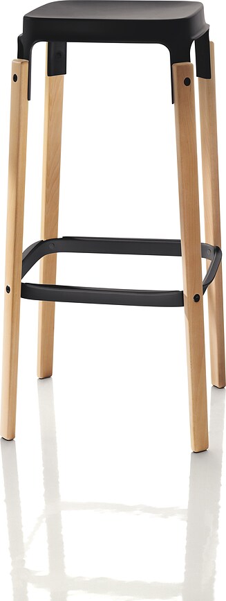 Stołek barowy Steelwood 78 cm nogi dąb siedzisko czarne