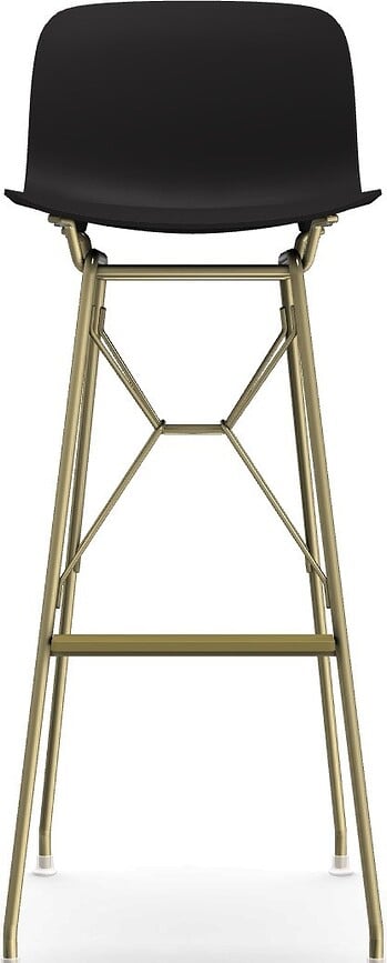 Stołek barowy Troy Wireframe czarny ze złotą ramą