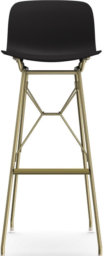 Stołek barowy Troy Wireframe czarny ze złotą ramą