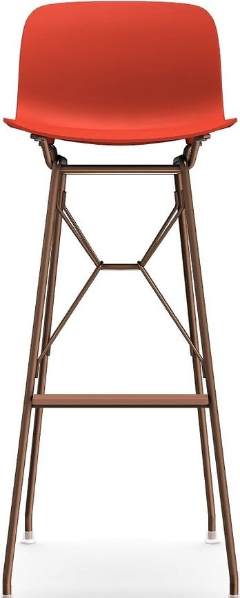 Stołek barowy Troy Wireframe koralowy z miedzianą ramą