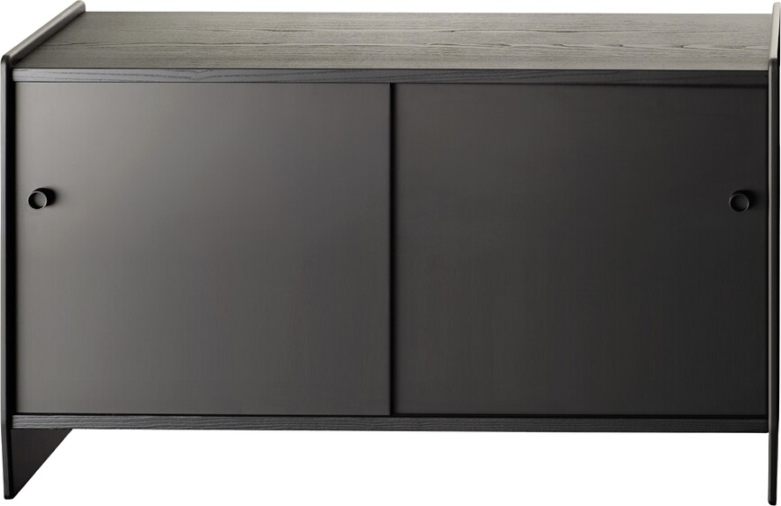 Szafka wysoka Theca 123 cm MDF czarna czarny jesion