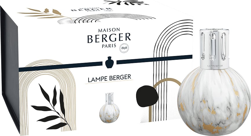Boule Lampe Catalytique, marbre blanc