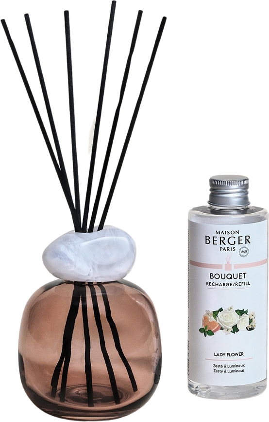 Difusor Aromático Mineral, ciruela y blanco, con fragancia Lady Flower