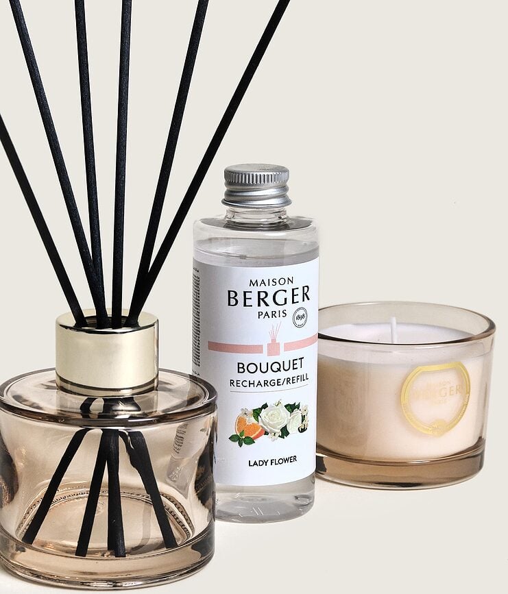 Difusor y Vela aromáticos Eternity Duo Mini, fragancia Lady Flower, Set de 3 piezas