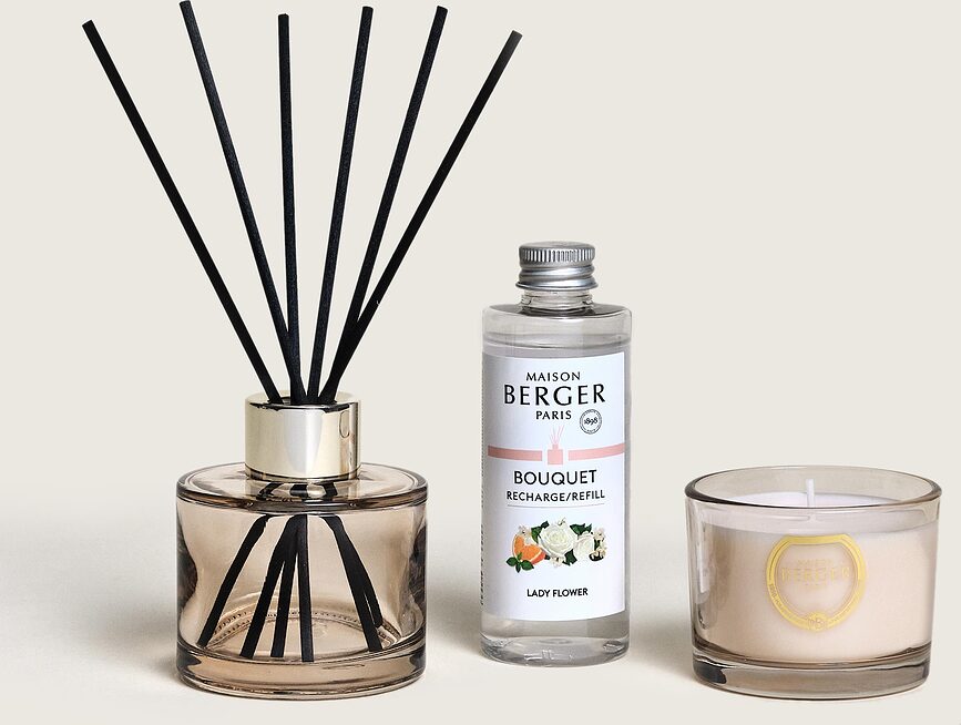 Eternity Duo Mini Set Diffuseur de Parfum et Bougie, parfum Lady Flower, Set 3 pièces