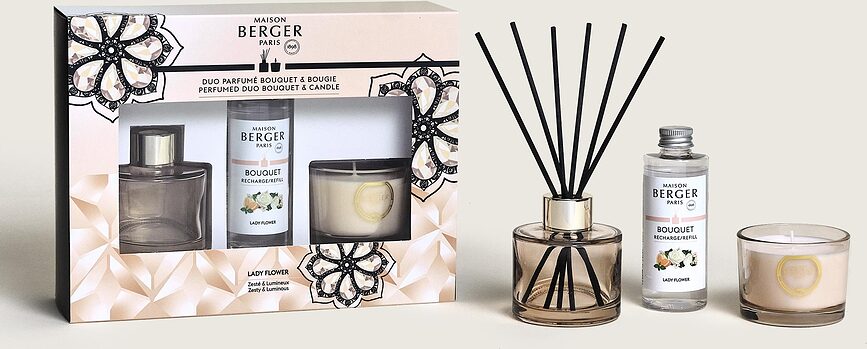 Eternity Duo Mini Set Diffuseur de Parfum et Bougie, parfum Lady Flower, Set 3 pièces