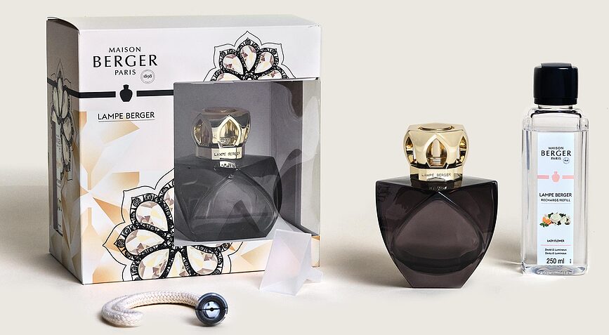 Lámpara Catalítica Eternity, negra, con fragancia Lady Flower