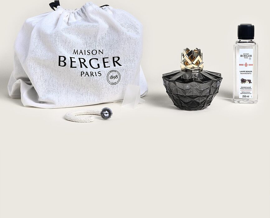 Lámpara catalítica Kalia, negra, con fragancia Vanilla Magnificence