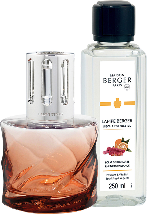Lámpara catalítica Spiral, ámbar, con fragancia Rhubarb Radiance