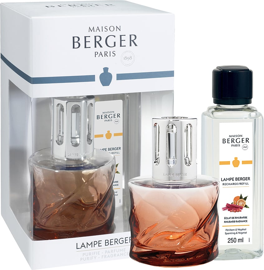 Lámpara catalítica Spiral, ámbar, con fragancia Rhubarb Radiance