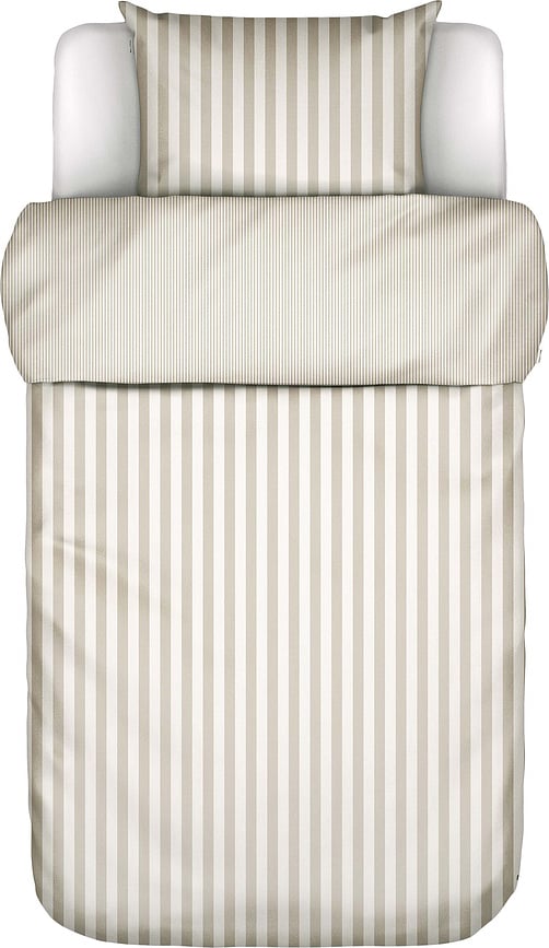 Classic Stripe Bettwäsche 135 x 200 cm beige-creme mit Kissenbezug 80 x 80 cm Reißverschluss