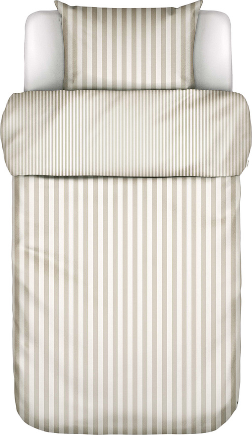 Classic Stripe Parure de Lit, 135 x 200 cm, beige-crème, Taie d'oreiller 80 x 80 cm, fermeture éclair