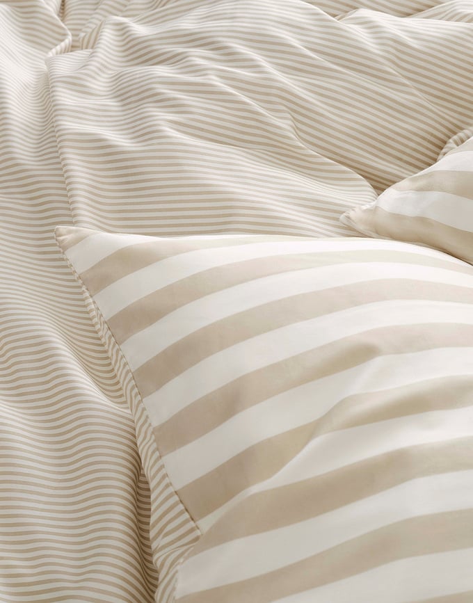 Classic Stripe Posteljina s patentnim zatvaračem bež-krem 155x220 cm s jastučnicom 80x80 cm