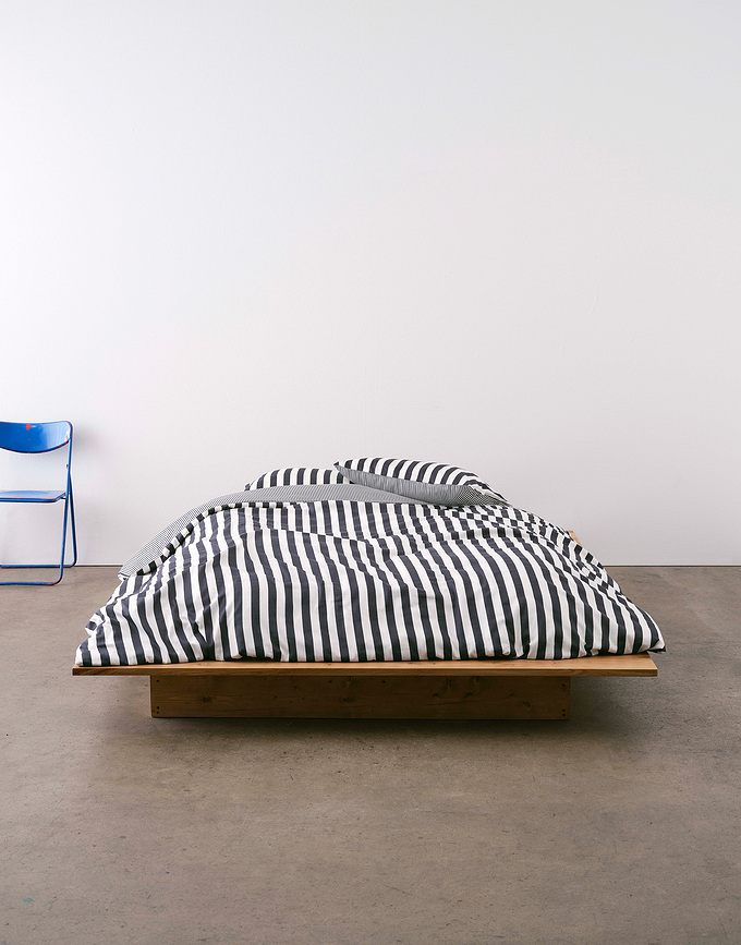 Classic Stripe Σετ Παπλωματοθήκης 200 x 200 cm, λευκό-ναυτικό μπλε, με φερμουάρ, με 2 μαξιλαροθήκες 80 x 80 cm