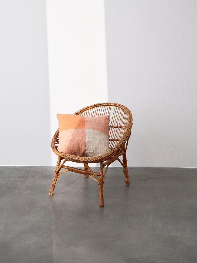 Cojín a cuadros Erlend, 50 x 50 cm, beige y naranja