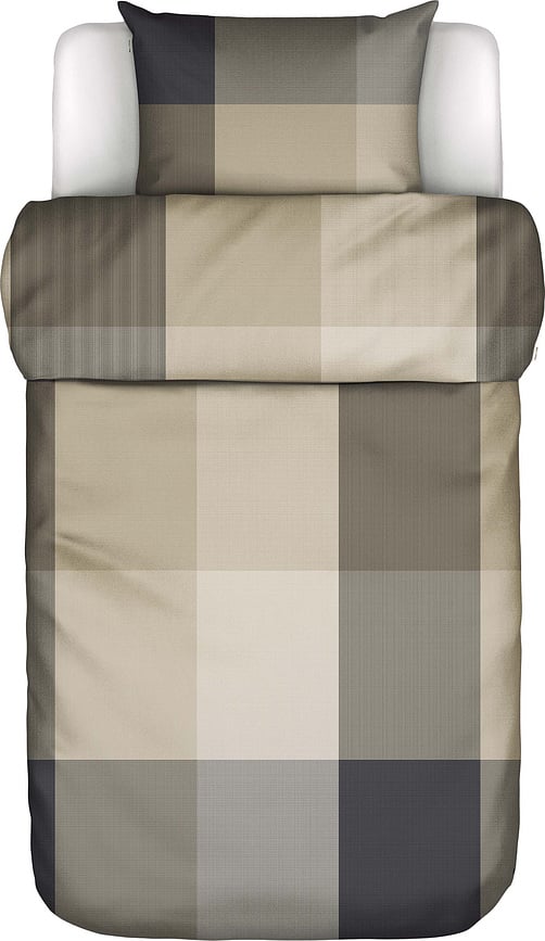 Erliv Bettwäsche 140 x 220 cm beige-schwarz mit Kissenbezug 60 x 70 cm Klappenende