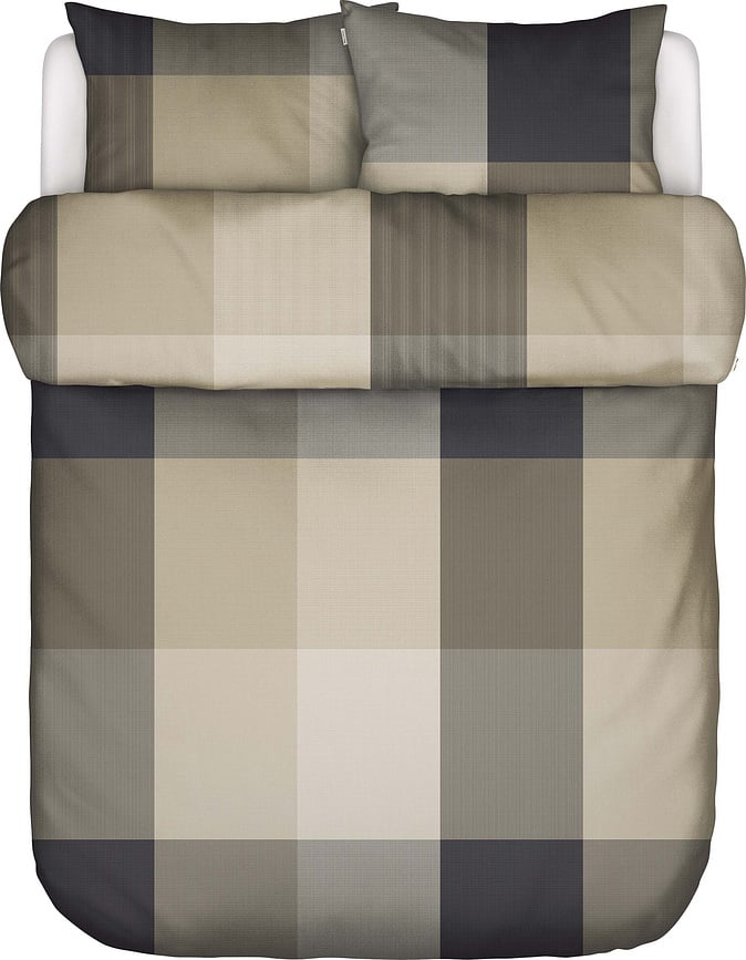 Erliv Bettwäsche 200 x 220 cm beige-schwarz mit 2 Kissenbezügen 60 x 70 cm Klappenende