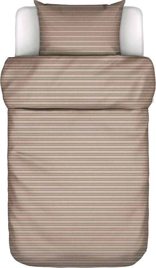 Faas Parure de Lit 140 x 220 cm, marron et jaune, avec taie d'oreiller 60 x 70 cm