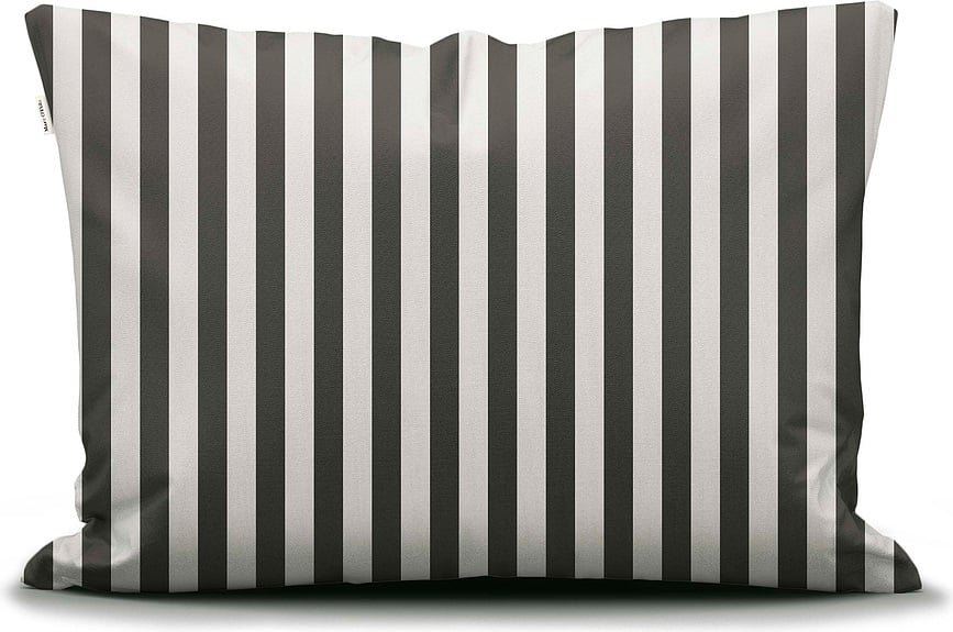 Funda de Almohada Classic Stripe, 80 x 80 cm, a rayas, color antracita y blanco, con cremallera