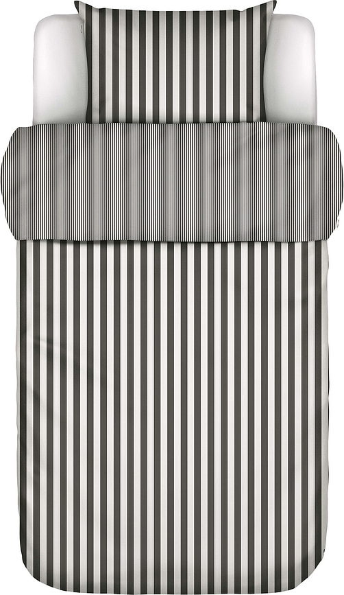 Funda Nórdica Classic Stripe, 140 x 200 cm, antracita y blanca, con funda de almohada 70 x 90 cm, cierre de cremallera