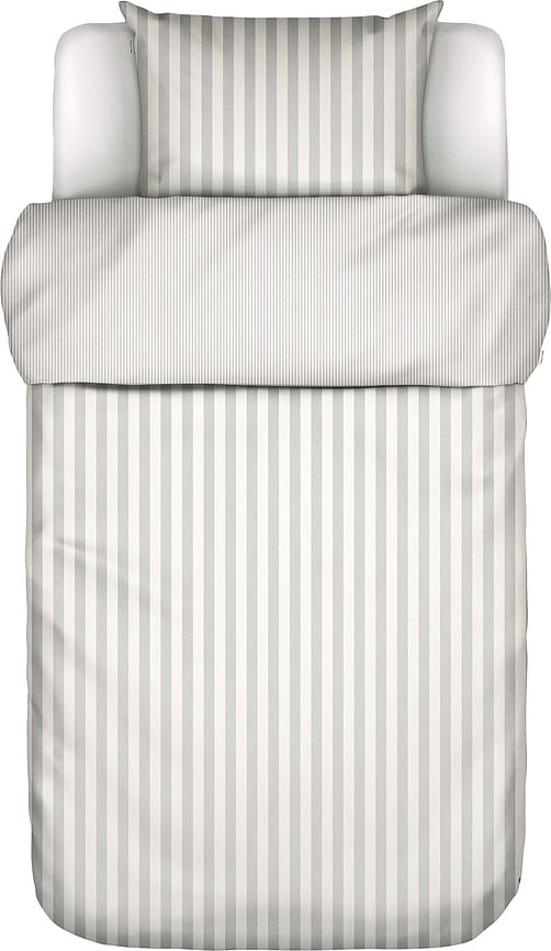 Funda Nórdica Classic Stripe 155 x 220 cm, de rayas, gris-beige, con funda de almohada 80 x 80 cm, cierre de cremallera