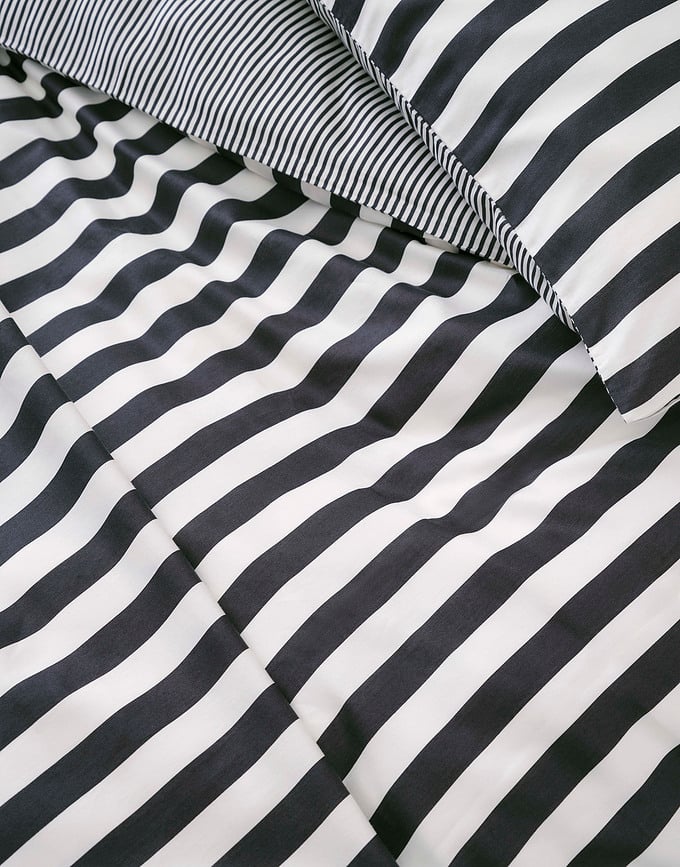 Funda Nórdica Classic Stripe, 135 x 200 cm, blanco y azul marino, con funda de almohada 80 x 80 cm, cierre de cremallera