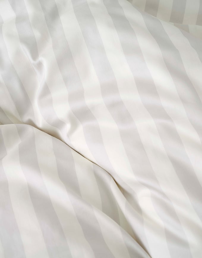 Juego de Funda Nórdica Classic Stripe, 200 x 200 cm, rayas gris y beige, cierre de cremallera, con 2 fundas de almohada 80 x 80 cm