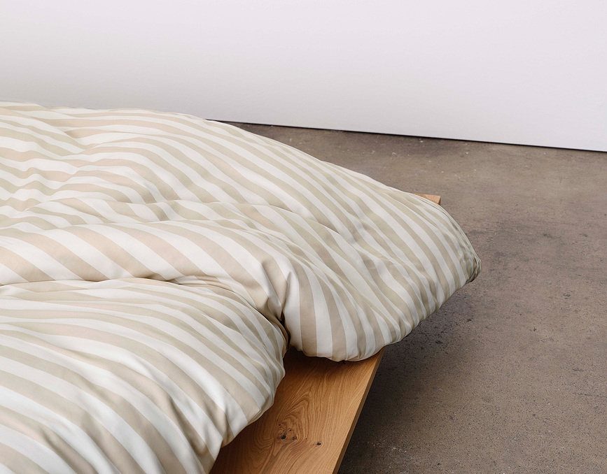 Juego de Funda Nórdica Classic Stripe, 200 x 200 cm, a rayas beige y crema, cierre de cremallera, 2 fundas de almohada 80 x 80 cm