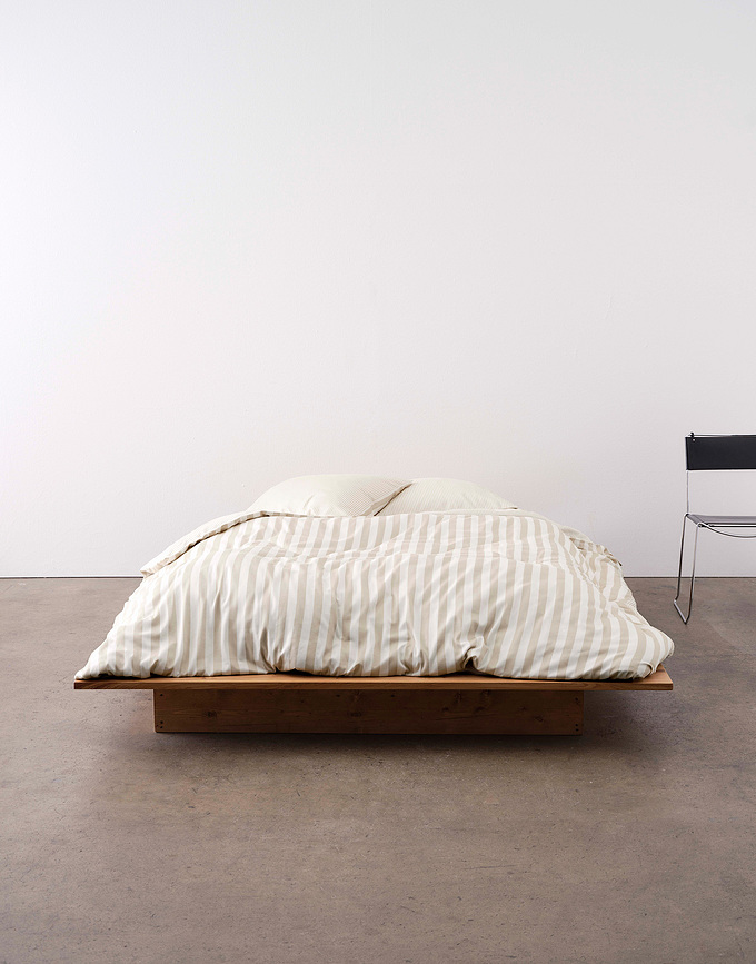 Juego de Funda Nórdica Classic Stripe, 200 x 200 cm, a rayas beige y crema, cierre de cremallera, 2 fundas de almohada 80 x 80 cm