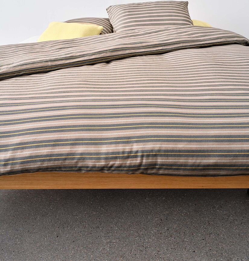 Juego de Funda Nórdica Faas, 135 x 200 cm, marrón y amarillo, con funda de almohada 80 x 80 cm