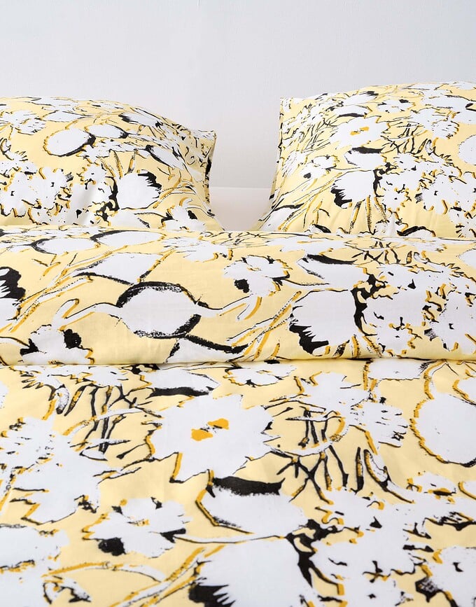 Funda Nórdica Hanne, 200 x 220 cm, amarillo claro, 2 fundas de almohada 60 x 70 cm