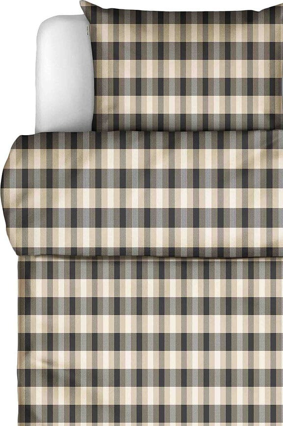 Juego de Funda Nórdica Hillan, 200 x 200 cm, beige y negra, con 2 fundas de almohada 80 x 80 cm, cierre de cremallera