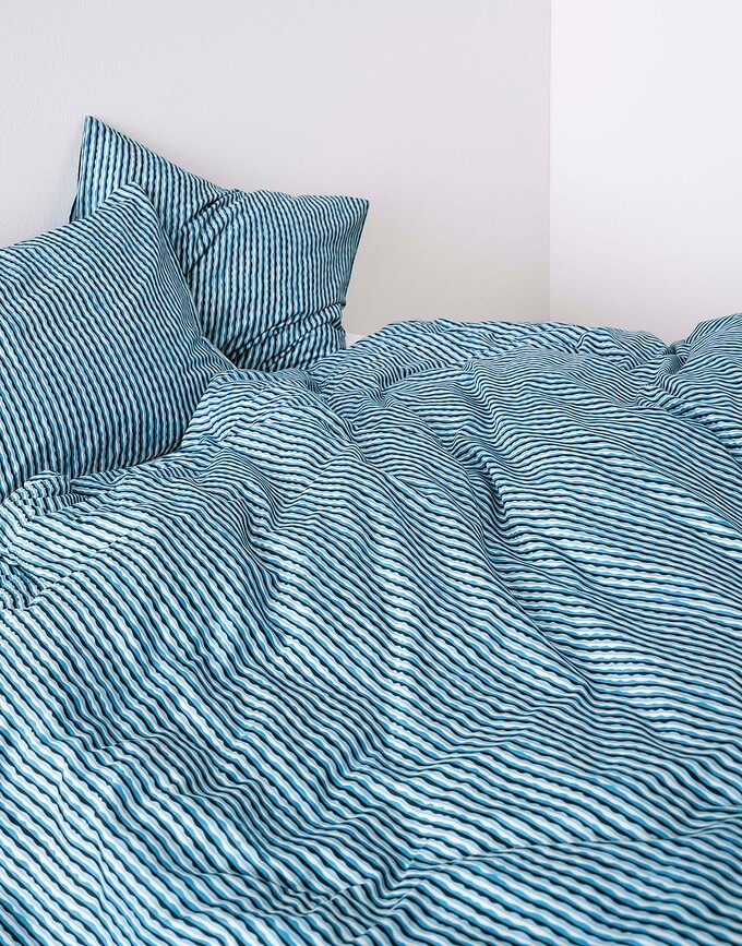 Funda Nórdica Janne con cierre de cremallera, 200 x 200 cm, azul, 2 fundas de almohada 80 x 80 cm