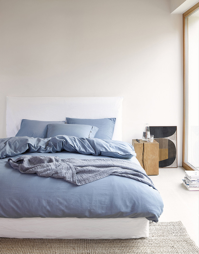 Juego de Funda Nórdica Senja, 200 x 200 cm, azul, con 2 fundas de almohada 80 x 80 cm