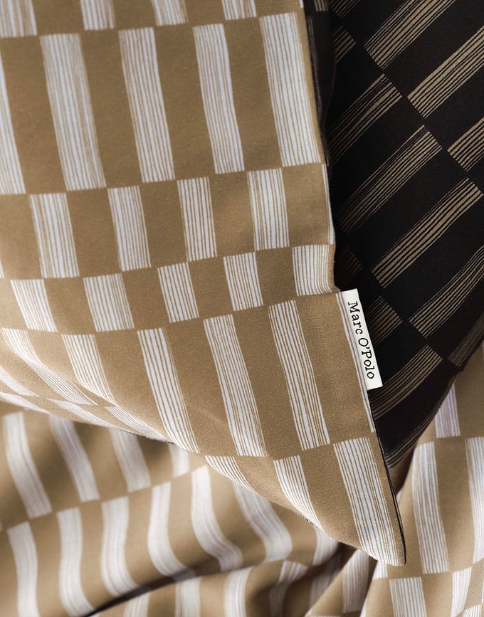 Funda Nórdica Sillia, 200 x 220 cm, beige y negra, con 2 fundas de almohada 80 x 80 cm, cierre de solapa