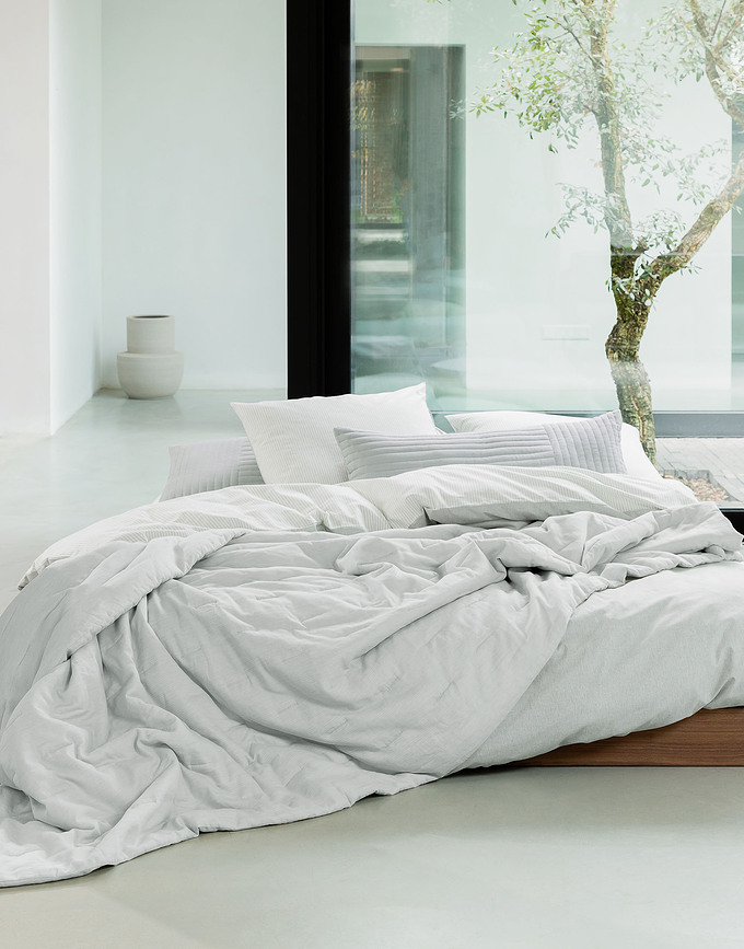 Funda Nórdica Skei, 200 x 200 cm, gris claro, con 2 fundas de almohada 80 x 80 cm