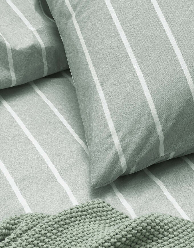 Funda Nórdica Torsken, 260 x 220 cm, verde grisáceo, con 2 fundas de almohada 60 x 70 cm