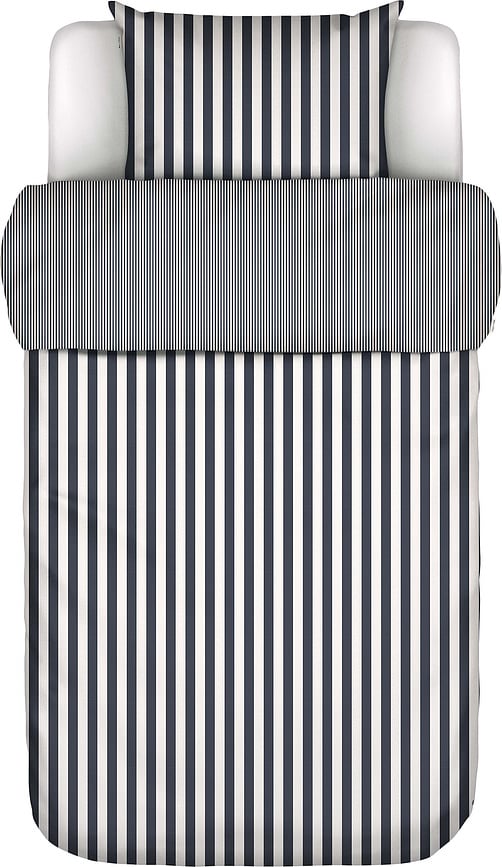 Gultas veļa Classic Stripe ar spilvendrānu 80 x 80 cm ar rāvējslēdzēja aizdari balti tumši zila 155 x 220 cm