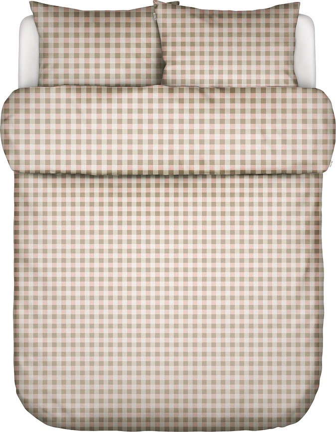 Gyda Bettwäsche 200 x 220 cm kariert beige-rosa mit 2 Kissenbezügen 60 x 70 cm Klappenende