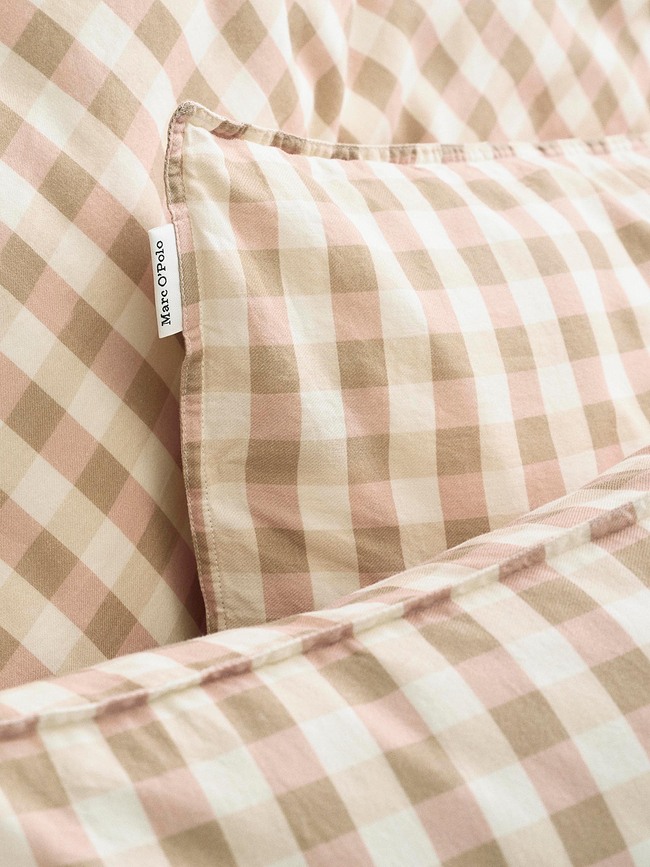 Gyda Taie d'Oreiller, 60 x 70 cm, à carreaux, beige et rose