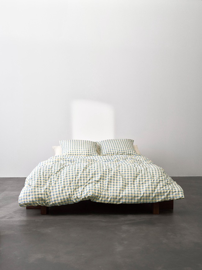 Gyda Posteljnina s karo vzorcem, 240 x 220 cm, zeleno-modra, 2 prevleki za vzglavnik 60 x 70 cm, zapiranje na preklop