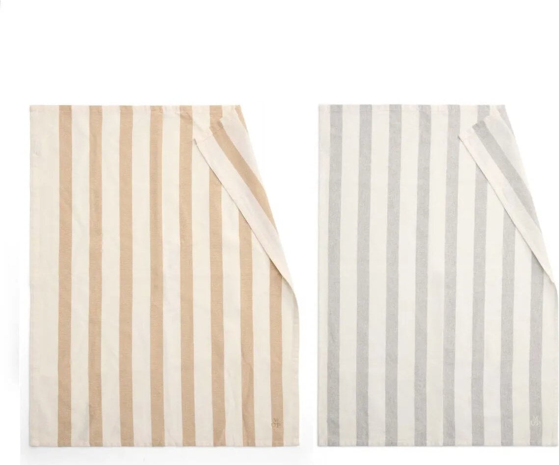 Haley Geschirrtücher 50 x 70 cm, gestreift, grau und beige, 2 St.
