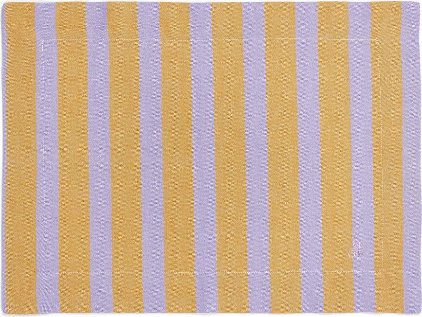 Haley Sets de table à rayures, 33 x 45 cm, orange et lilas, Lot de 2