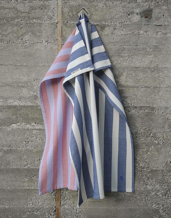 Haley Torchons de Cuisine à rayures, 50 x 70 cm, vert et lilas, Lot de 2